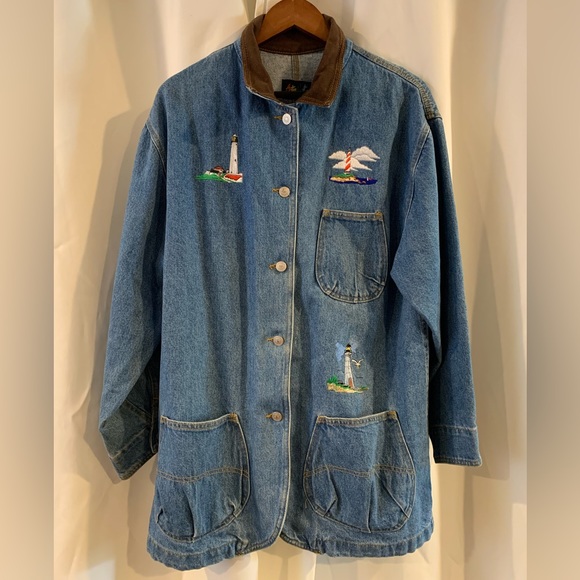 Vintage Eastwest Denim‎ Jacket Embroidered Costal - Picture 1 of 5